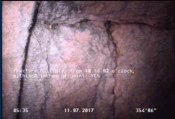 Fracture Multiple, from 10 to 02 o'clock, within 8 inches of joint: YES