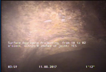 Surface Aggregate Projecting, from 10 to 02 o'clock, within 8 inches of joint: YES