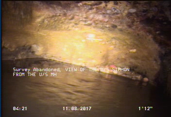 Survey Abandoned - VIEW OF D/S SIPHON FROM U/S MH