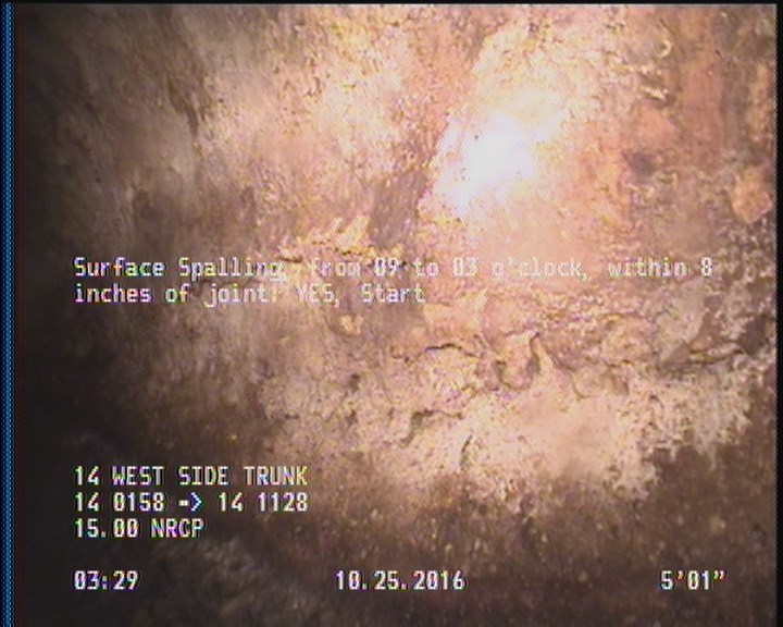 Surface Spalling, from 09 to 03 o'clock, within 8 inches of joint: YES, Start