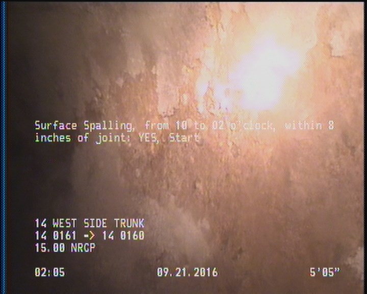 Surface Spalling, from 10 to 02 o'clock, within 8 inches of joint: YES, Start
