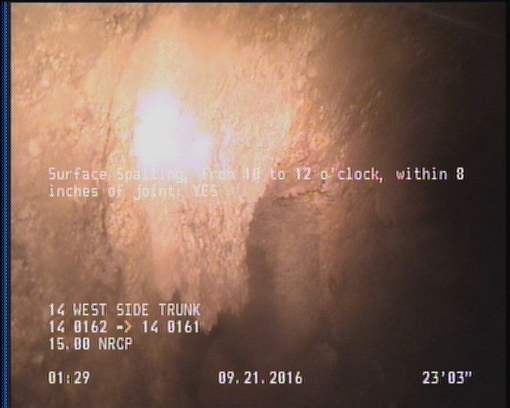 Surface Spalling, from 10 to 12 o'clock, within 8 inches of joint: YES