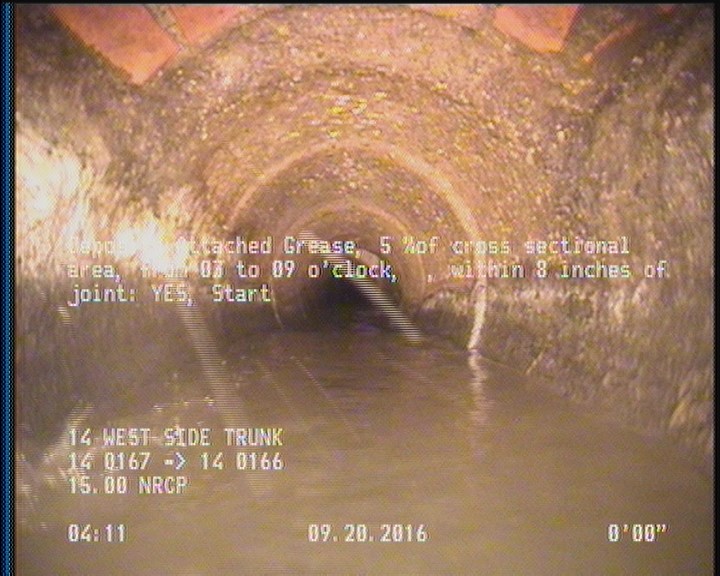 Deposits Attached Grease, 5 %of cross sectional area, from 03 to 09 o'clock, , within 8 inches of joint: YES, Start