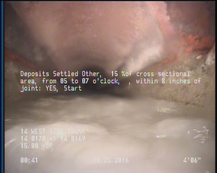 Deposits Settled Other, 15 %of cross sectional area, from 05 to 07 o'clock, , within 8 inches of joint: YES