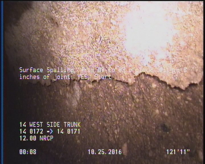 Surface Spalling, from 09 to 03 o'clock, within 8 inches of joint: YES, Start