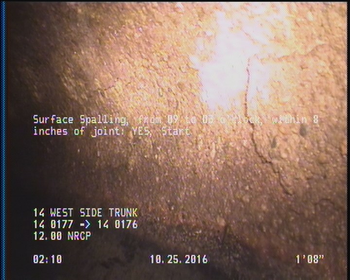 Surface Spalling, from 09 to 03 o'clock, within 8 inches of joint: YES, Start