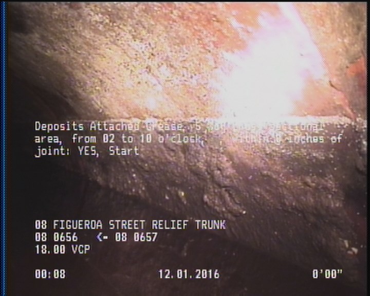 Deposits Attached Grease, 5 %of cross sectional area, from 02 to 10 o'clock, , within 8 inches of joint: YES