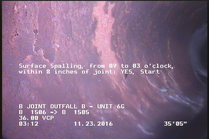 Surface Spalling, from 09 to 03 o'clock, within 8 inches of joint: YES, Start