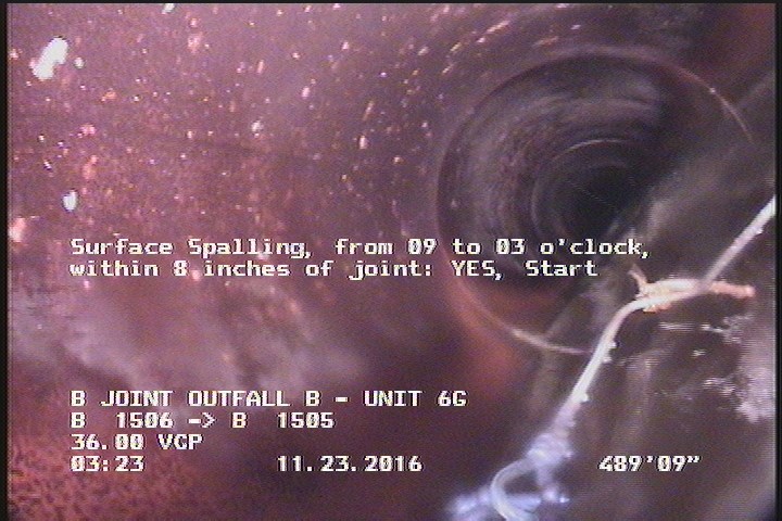 Surface Spalling, from 09 to 03 o'clock, within 8 inches of joint: YES, Start