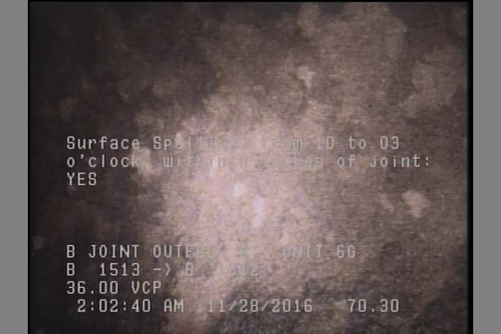Surface Spalling, from 10 to 03 o'clock, within 8 inches of joint: YES