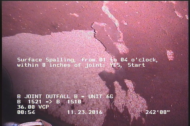 Surface Spalling, from 11 to 04 o'clock, within 8 inches of joint: YES, Start