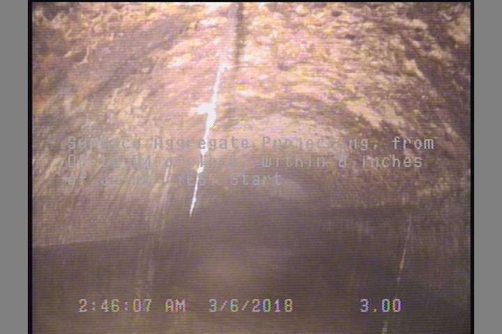 Surface Aggregate Projecting, from 08 to 04 o'clock, within 8 inches of joint: YES, Start