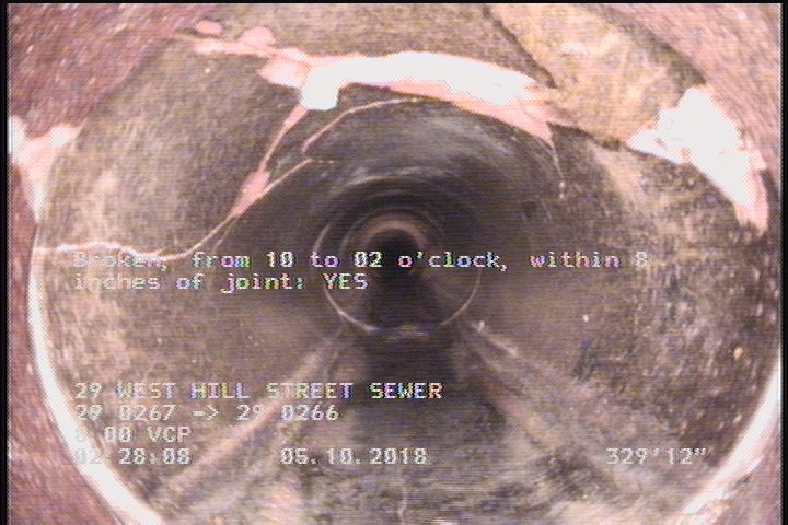 Broken, from 10 to 02 o'clock, within 8 inches of joint: YES