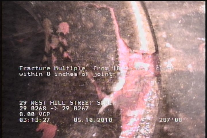 Fracture Multiple, from 10 to 05 o'clock, within 8 inches of joint: YES