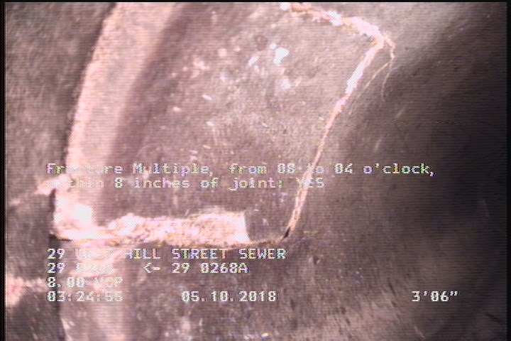 Fracture Multiple, from 08 to 04 o'clock, within 8 inches of joint: YES