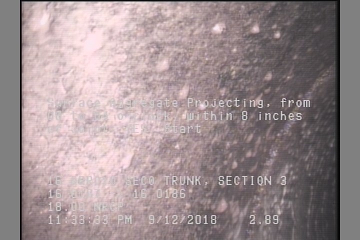 Surface Aggregate Projecting, from 08 to 04 o'clock, within 8 inches of joint: YES, Start