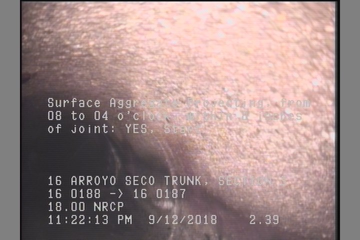 Surface Aggregate Projecting, from 08 to 04 o'clock, within 8 inches of joint: YES, Start
