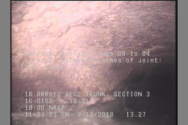 Surface Spalling, from 08 to 04 o'clock, within 8 inches of joint: YES, Start