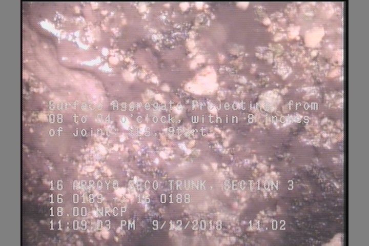 Surface Aggregate Projecting, from 08 to 04 o'clock, within 8 inches of joint: YES, Start