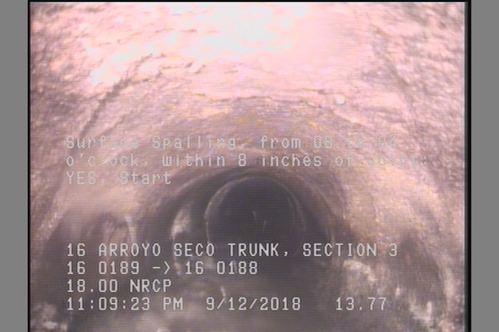 Surface Spalling, from 08 to 04 o'clock, within 8 inches of joint: YES, Start