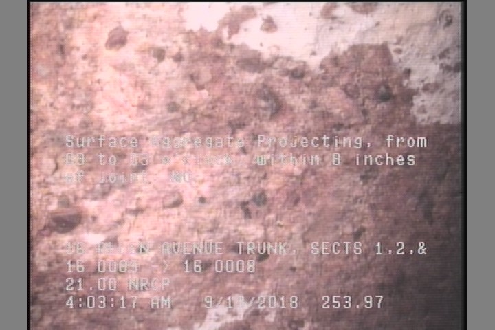 Surface Aggregate Projecting, from 09 to 03 o'clock, within 8 inches of joint: NO, Start