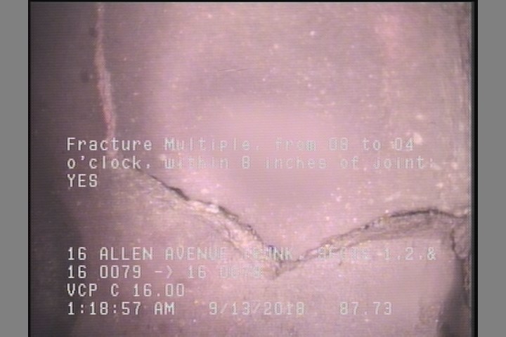 Fracture Multiple, from 08 to 04 o'clock, within 8 inches of joint: YES