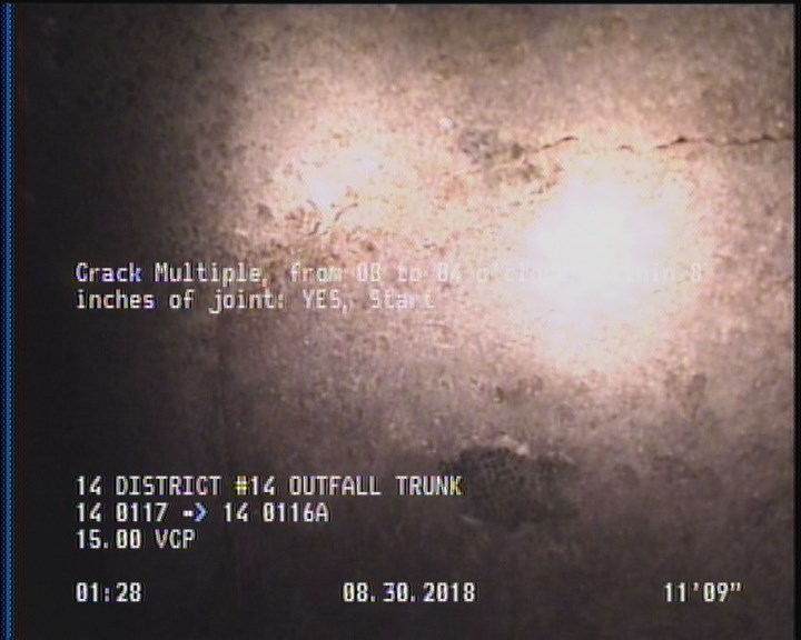 Crack Multiple, from 08 to 04 o'clock, within 8 inches of joint: YES, Start