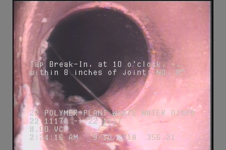 Tap Break-In, at 10 o'clock, -, within 8 inches of joint: NO, 6"