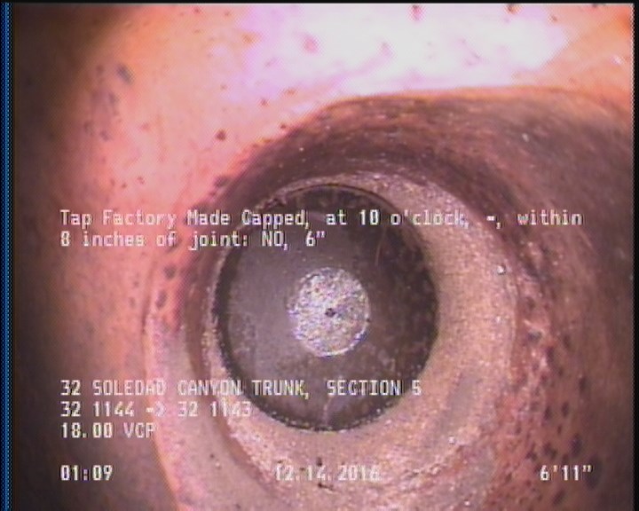 Tap Factory Made Capped, at 10 o'clock, -, within 8 inches of joint: NO, 6"