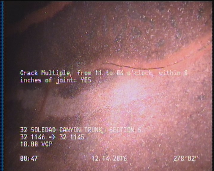 Crack Multiple, from 11 to 04 o'clock, within 8 inches of joint: YES