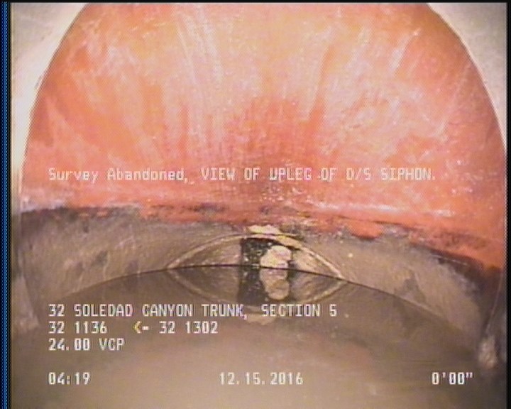 Survey Abandoned - VIEW OF UPLEG OF D/S SIPHON.