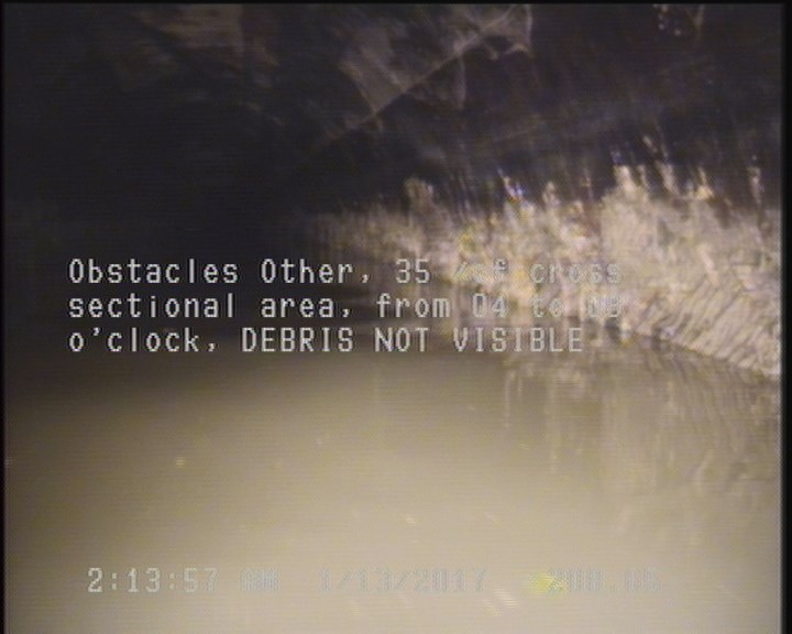 Obstacles Other, 35 %of cross sectional area, from 04 to 08 o'clock - DEBRIS NOT VISIBLE