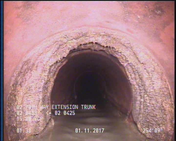 Deposits Attached Encrustation, 15 %of cross sectional area, from 08 to 04 o'clock, , within 8 inches of joint: YES