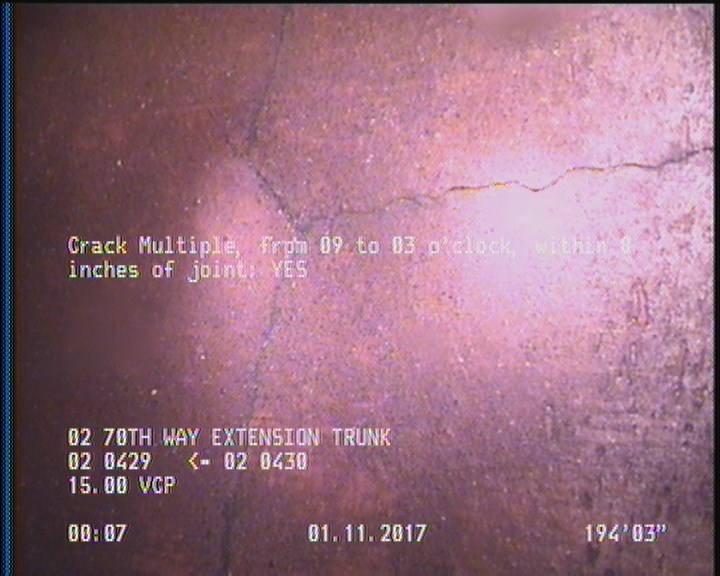 Crack Multiple, from 09 to 03 o'clock, within 8 inches of joint: YES