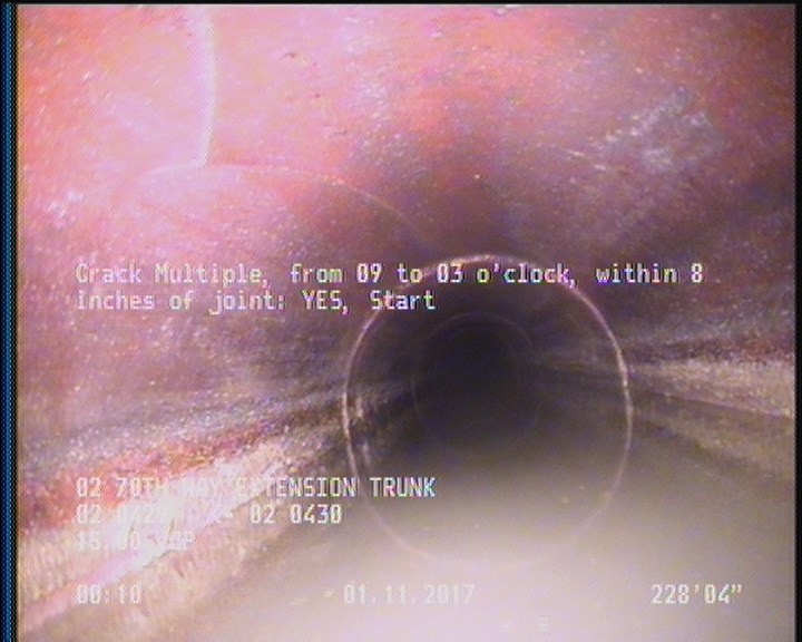 Crack Multiple, from 09 to 03 o'clock, within 8 inches of joint: YES, Start