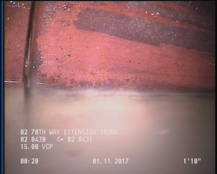 Deposits Attached Grease, 5 %of cross sectional area, from 04 to 08 o'clock, , within 8 inches of joint: YES, Start