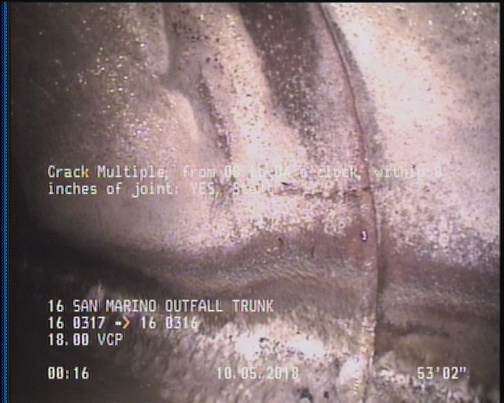 Crack Multiple, from 08 to 04 o'clock, within 8 inches of joint: YES, Start
