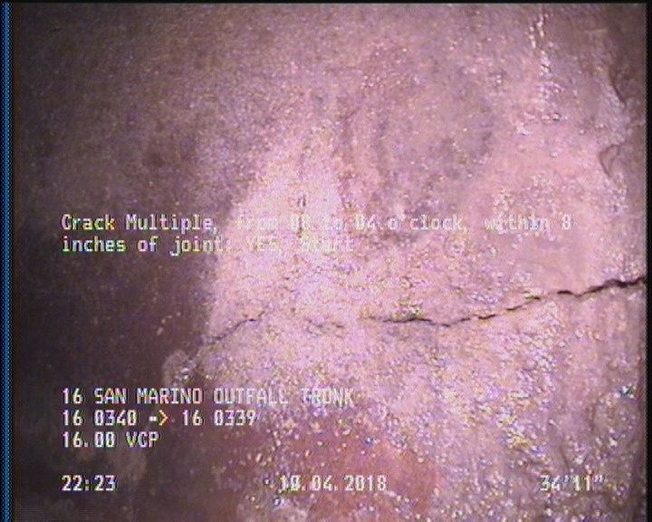 Crack Multiple, from 08 to 04 o'clock, within 8 inches of joint: YES, Start