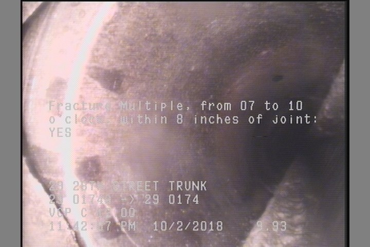 Fracture Multiple, from 07 to 10 o'clock, within 8 inches of joint: YES