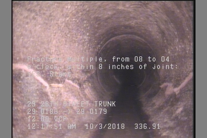 Fracture Multiple, from 08 to 04 o'clock, within 8 inches of joint: YES, Start