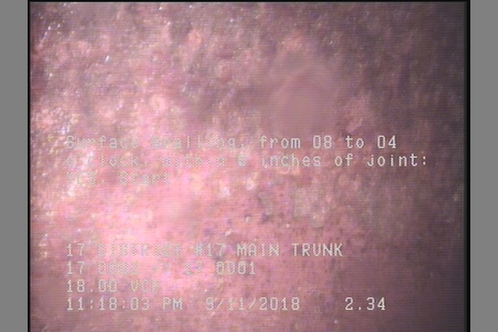 Surface Spalling, from 08 to 04 o'clock, within 8 inches of joint: YES, Start