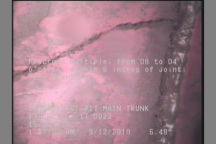 Fracture Multiple, from 08 to 04 o'clock, within 8 inches of joint: YES, Start