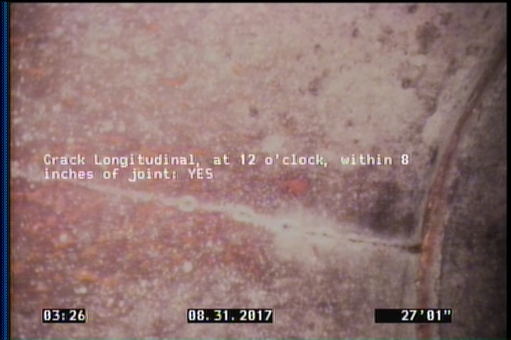 Crack Longitudinal, at 12 o'clock, within 8 inches of joint: YES