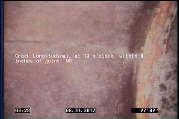 Crack Longitudinal, at 12 o'clock, within 8 inches of joint: NO
