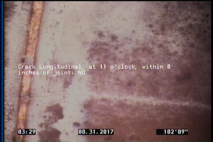 Crack Longitudinal, at 11 o'clock, within 8 inches of joint: NO