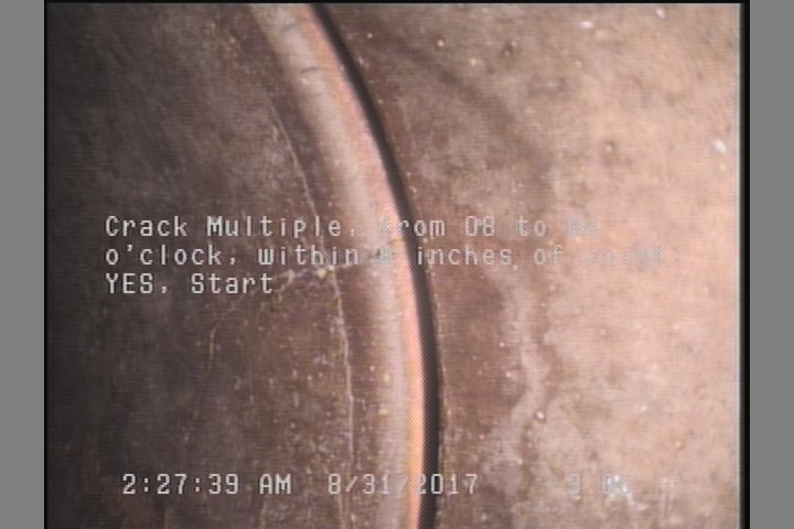 Crack Multiple, from 08 to 04 o'clock, within 8 inches of joint: YES, Start