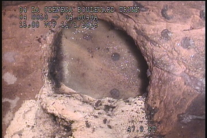 Hole, at 02 o'clock, within 8 inches of joint: YES - 1" X1" POSSILE REPAIR