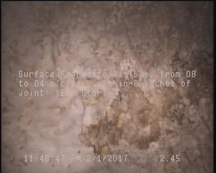 Surface Aggregate Visible, from 08 to 04 o'clock, within 8 inches of joint: YES, Start