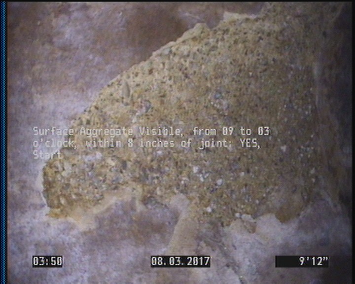 Surface Aggregate Visible, from 09 to 03 o'clock, within 8 inches of joint: YES, Start