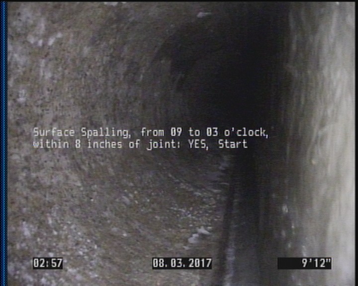 Surface Spalling, from 09 to 03 o'clock, within 8 inches of joint: YES, Start